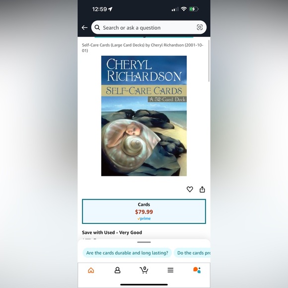 Cheryl Richardson Self-Care Cards Deck C2001 Orig deck - Picture 3 of 3